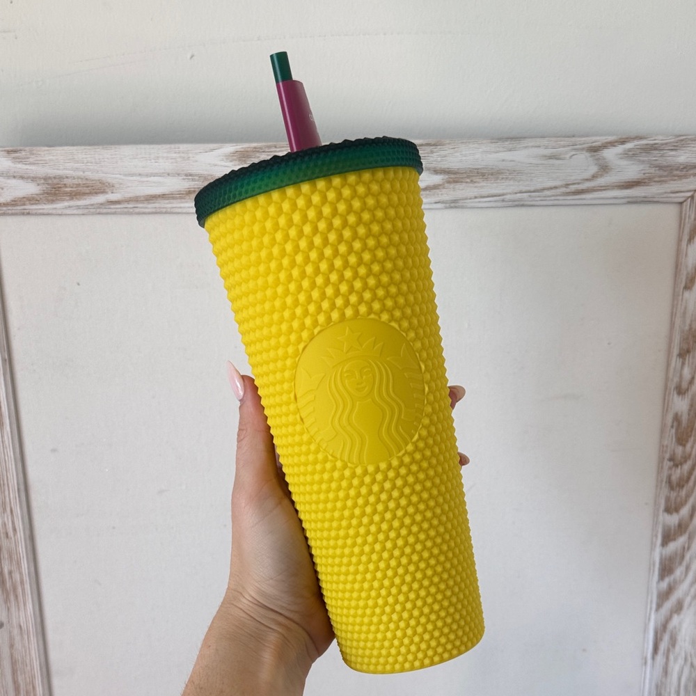 Starbucks Vibrant Yellow Tumbler with Green Lid